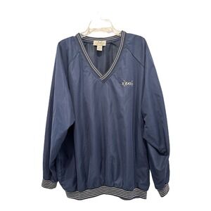 IZOD Pullover Mens XL Golf Blue‎ V Neck Windbreaker Nylon Long Sleeve Jacket